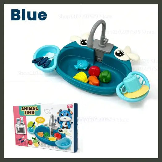 Children Play House Set Kitchen Simulated Dishwasher Sink Hand Basin Electric Circulating Water Toy for Boy and Girls Role Play
