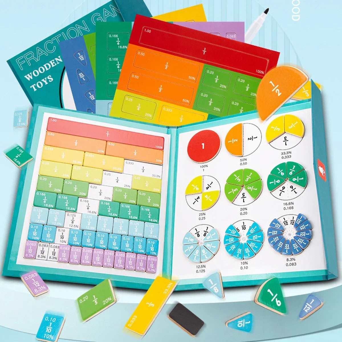 Children's Educational Early Education Toys Kawaii Magnetic Fraction Disk Assisted Cognitive Arithmetic Learning Education Toys