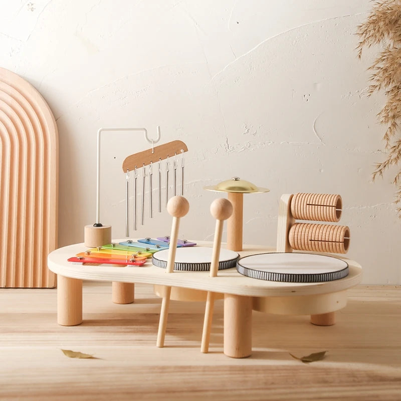 Baby Educational Toys Wooden Aeolian Bells Montessori Children's Musical Toys Xylophone Newborn Birthday Gifts Music Table Toys