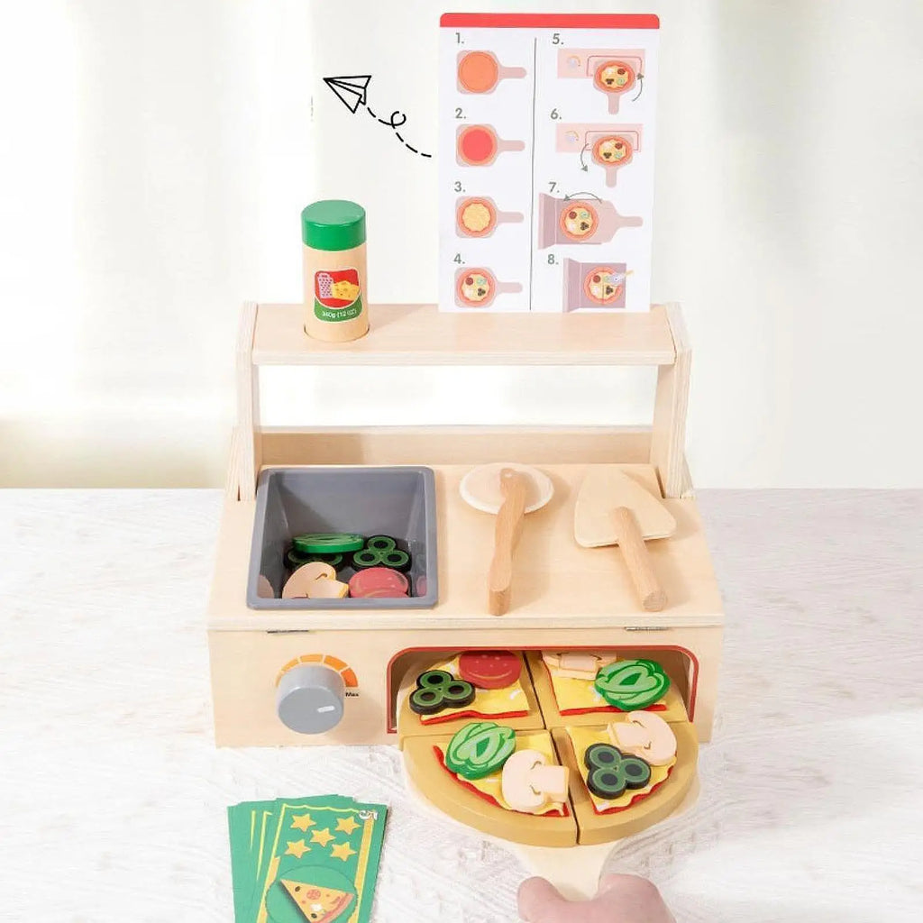 Wooden Pizza Toy Pretend Play Toys for Holidays Parties Parent Child Games
