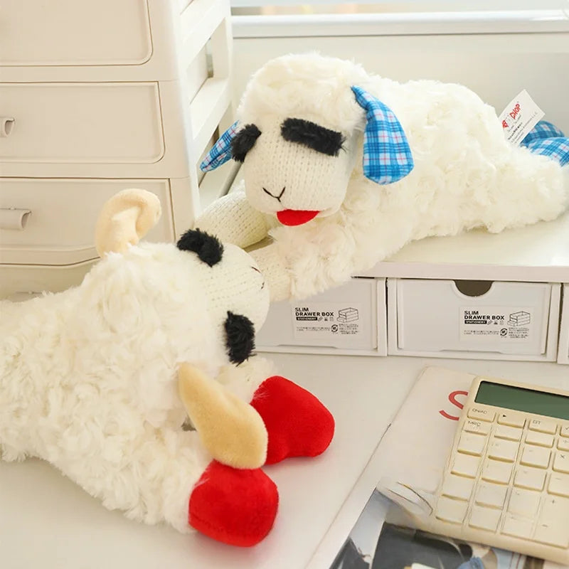 Plush Dog Toys With Squeaky Lamb Anime Lying Sheep Alpaca Plush Stuffed Interactive Toys For Dog Pet Toy Supplies