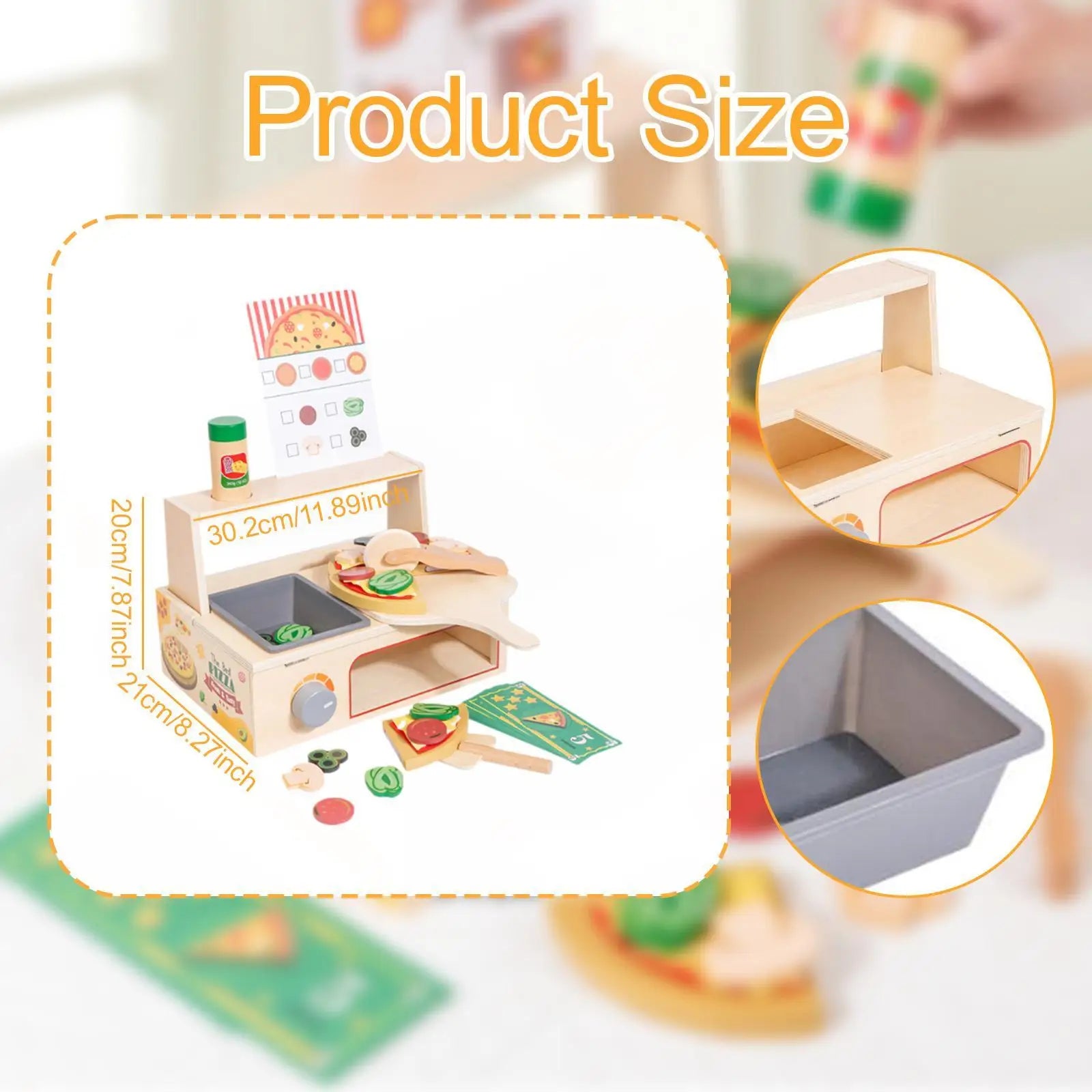 Wooden Pizza Toy Pretend Play Toys for Holidays Parties Parent Child Games