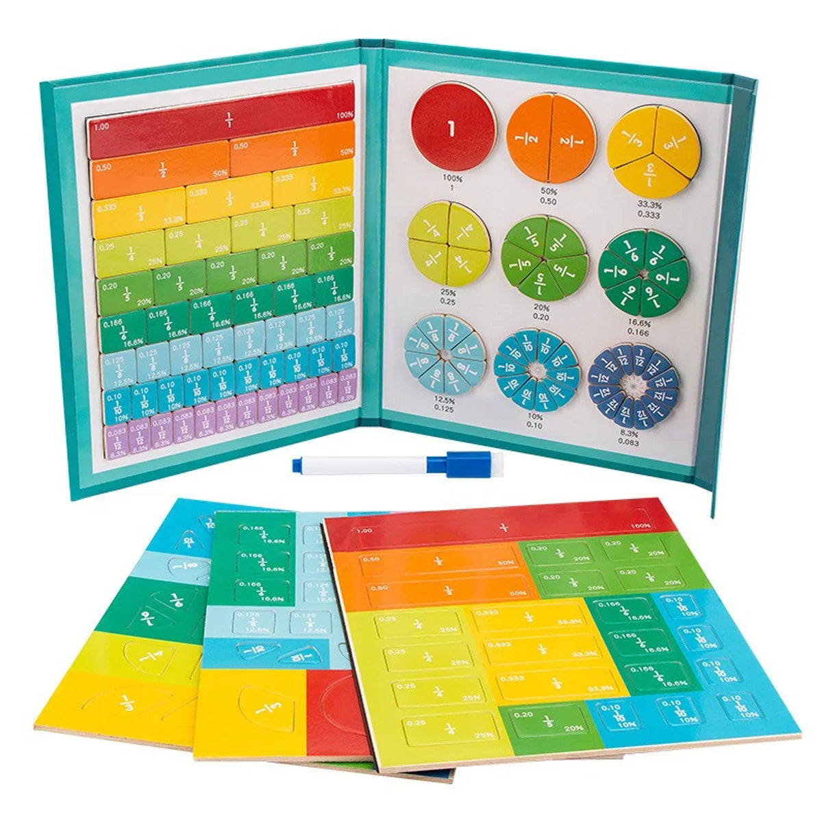 Children's Educational Early Education Toys Kawaii Magnetic Fraction Disk Assisted Cognitive Arithmetic Learning Education Toys