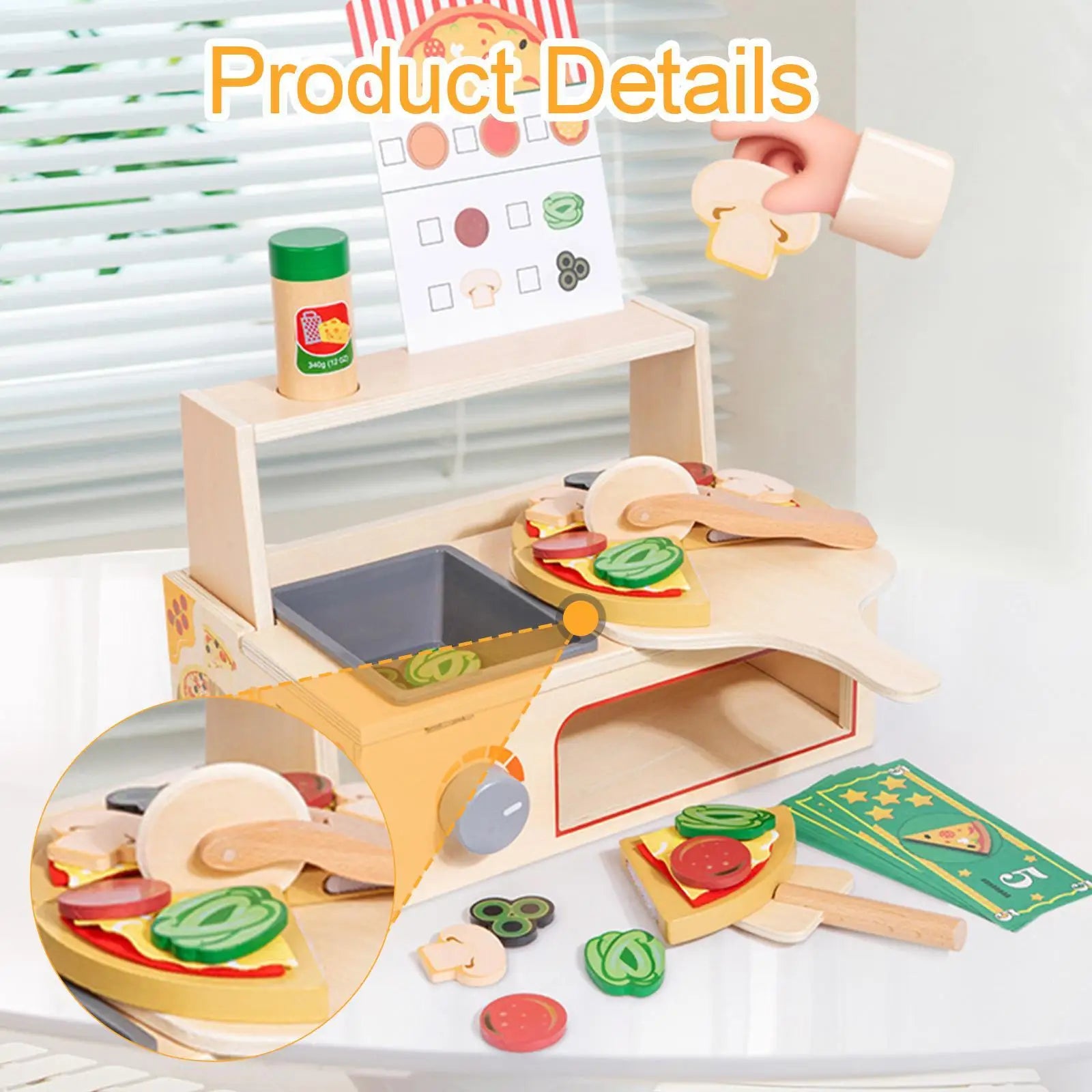 Wooden Pizza Toy Pretend Play Toys for Holidays Parties Parent Child Games