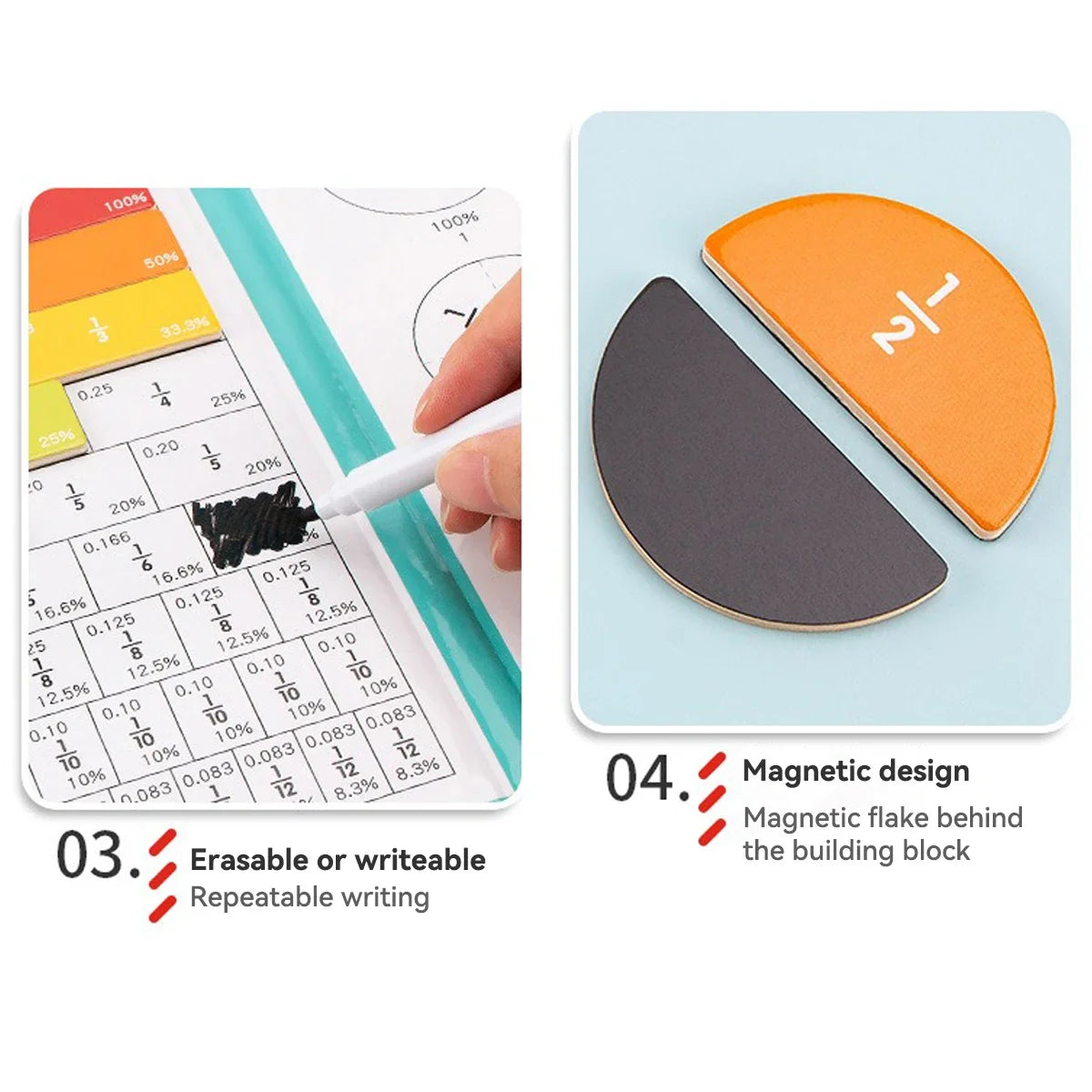 Children's Educational Early Education Toys Kawaii Magnetic Fraction Disk Assisted Cognitive Arithmetic Learning Education Toys